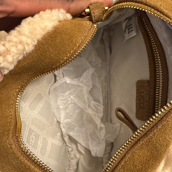UGG Cream Plush Crossbody Bag with Leather Accents - Picture 6 of 8